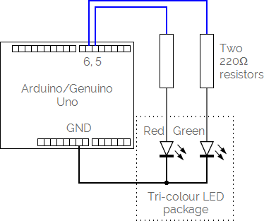 Tri-colour LED circuit diagam
